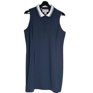 Tommy Bahama Golf Dress Womens Large Navy Blue Sleeveless Polo Shift Stretch L